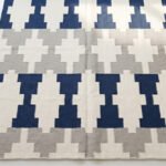 Modern Wool Rug Blue & Grey | Handmade Geometric Area Rug - Image 2