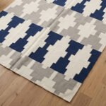 Modern Wool Rug Blue & Grey | Handmade Geometric Area Rug - Image 3