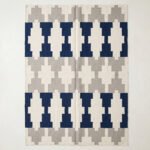 Modern Wool Rug Blue & Grey | Handmade Geometric Area Rug - Image 4
