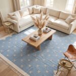 Handwoven Wool Flatweave Rug Blue  | Contemporary Home Rug - Image 2