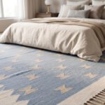 Handwoven Wool Flatweave Rug Blue  | Contemporary Home Rug - Image 3