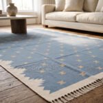 Handwoven Wool Flatweave Rug Blue  | Contemporary Home Rug
