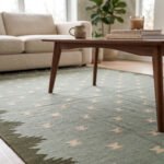 Handwoven Green Wool Dhurrie Rug | Modern Neutral Flatweave Area Rug - Image 3