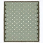 Handwoven Green Wool Dhurrie Rug | Modern Neutral Flatweave Area Rug - Image 4
