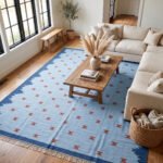 Handwoven Blue Flatweave Wool Rug | Home Decor - Image 2