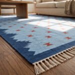 Handwoven Blue Flatweave Wool Rug | Home Decor