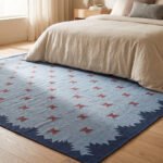 Handwoven Blue Flatweave Wool Rug | Home Decor - Image 3