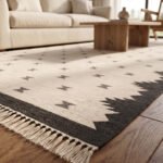 Handmade Beige & Grey Wool Dhurrie Rug | Soft Flatweave Area Rug - Image 3