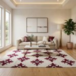 Handwoven Wool Dhurrie Rug Red | Modern Handmade Flatweave Area Rug - Image 2