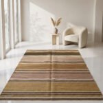 Handwoven Wool Rug Brown | Elegant Modern Home Area Carpet - Image 3