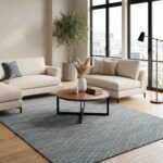 Modern Handwoven Wool Area Rug Grey | Handmade Dhurrie Flatweave Carpet