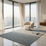 Modern Handwoven Wool Area Rug Grey | Handmade Dhurrie Flatweave Carpet - Image 3