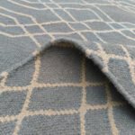 Modern Handwoven Wool Area Rug Grey | Handmade Dhurrie Flatweave Carpet - Image 4