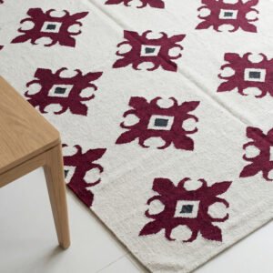 Handwoven Wool Dhurrie Rug Red | Modern Handmade Flatweave Area Rug