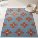 Handwoven Wool Dhurrie Blue | Contemporary Home Area Rug - Image 3