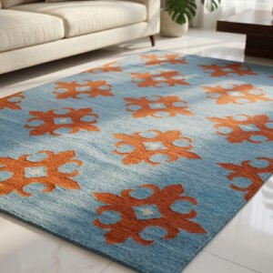 Handwoven Wool Dhurrie Blue | Contemporary Home Area Rug