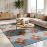 Handwoven Wool Dhurrie Blue | Contemporary Home Area Rug - Image 2