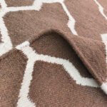 Handmade Wool Dhurrie Rug Brown | Elegant Flatweave Carpet - Image 3