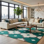 Handmade Wool Area Green Rug | Modern Dhurrie Flatweave Home Decor - Image 2
