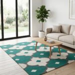Handmade Wool Area Green Rug | Modern Dhurrie Flatweave Home Decor