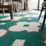 Handmade Wool Area Green Rug | Modern Dhurrie Flatweave Home Decor - Image 3