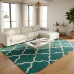 Handwoven Wool Dhurrie Green Rug | Modern Handmade Flatweave Area Rug for Home - Image 2