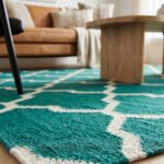 Handwoven Wool Dhurrie Green Rug | Modern Handmade Flatweave Area Rug for Home