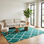 Handwoven Wool Dhurrie Green Rug | Modern Handmade Flatweave Area Rug for Home - Image 3