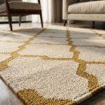 Handmade Wool Rug Yellow & Beige | Modern Boho Dhurrie Design