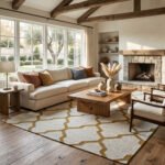 Handmade Wool Rug Yellow & Beige | Modern Boho Dhurrie Design - Image 4