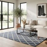 Modern Flatweave Wool Blue Carpet | Handmade Dhurrie Rug - Image 2