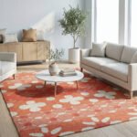 Handwoven Wool Dhurrie Orange Rug | Modern Handmade Flatweave Area Rug - Image 3