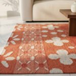 Handwoven Wool Dhurrie Orange Rug | Modern Handmade Flatweave Area Rug