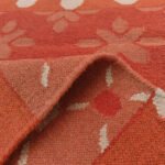 Handwoven Wool Dhurrie Orange Rug | Modern Handmade Flatweave Area Rug - Image 4