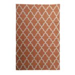 Modern Handwoven Wool Area Rug Orange | Handmade Dhurrie Flatweave Carpet - Image 4