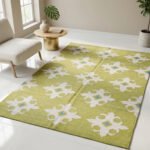 Modern Wool Carpet Green | Handwoven Flatweave Area Rug