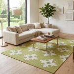 Modern Wool Carpet Green | Handwoven Flatweave Area Rug - Image 2