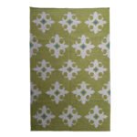 Modern Wool Carpet Green | Handwoven Flatweave Area Rug - Image 4