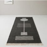 Handmade Modern  Black & Grey Wool Dhurrie Rug | Minimalist Flatweave Home Decor - Image 3