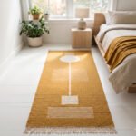 Handwoven Wool Yellow Dhurrie Rug | Handmade Contemporary Flatweave Carpet