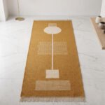 Handwoven Wool Yellow Dhurrie Rug | Handmade Contemporary Flatweave Carpet - Image 2