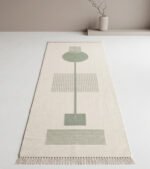 Handwoven Lite Green Wool Dhurrie Rug | Modern Handmade Flatweave Area Rug for Home - Image 3