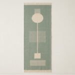 Handwoven Wool Green Dhurrie Rug | Boho Modern Flatweave Area Carpet - Image 4