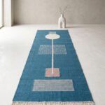 Modern Flatweave Wool Blue Carpet | Handmade Dhurrie Rug - Image 3