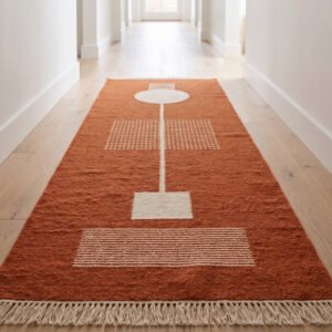 Modern Brown Wool Dhurrie Rug | Handmade Flatweave Area Rug | Neutral Home Decor