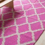 Handmade Wool Pink Carpet | Modern Flatweave Dhurrie Area Rug