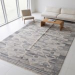 Modern Handwoven Wool Area Rug Grey | Handmade Dhurrie Flatweave Carpet - Image 2