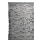 Modern Handwoven Wool Area Rug Grey | Handmade Dhurrie Flatweave Carpet - Image 5
