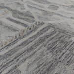 Modern Handwoven Wool Area Rug Grey | Handmade Dhurrie Flatweave Carpet - Image 4