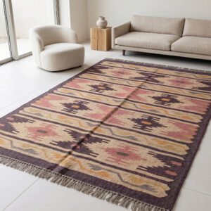 Handwoven Wool Carpet Multi Color | Modern Flatweave Dhurrie Rug for Any Room